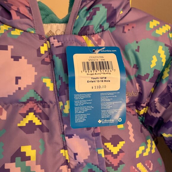 New Columbia Snuggly Bunny Baby Suit 12-18 Months Paisley Purple - Picture 7 of 7